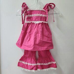 Girls Pink Dress & Ruffle Pants Set Size 2 Little Belles Boutique Toddler Outfit